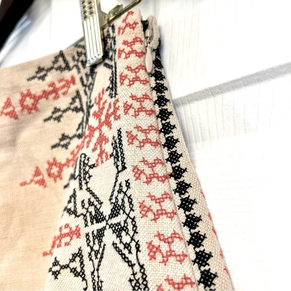 Ann Taylor Loft Tan Embroidered Aztec Boho Linen Skirt women’s size 4 - Picture 5 of 9